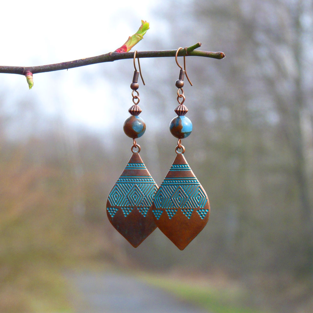 Náušnice - vůně orientu (jaspis cloisonne blue)