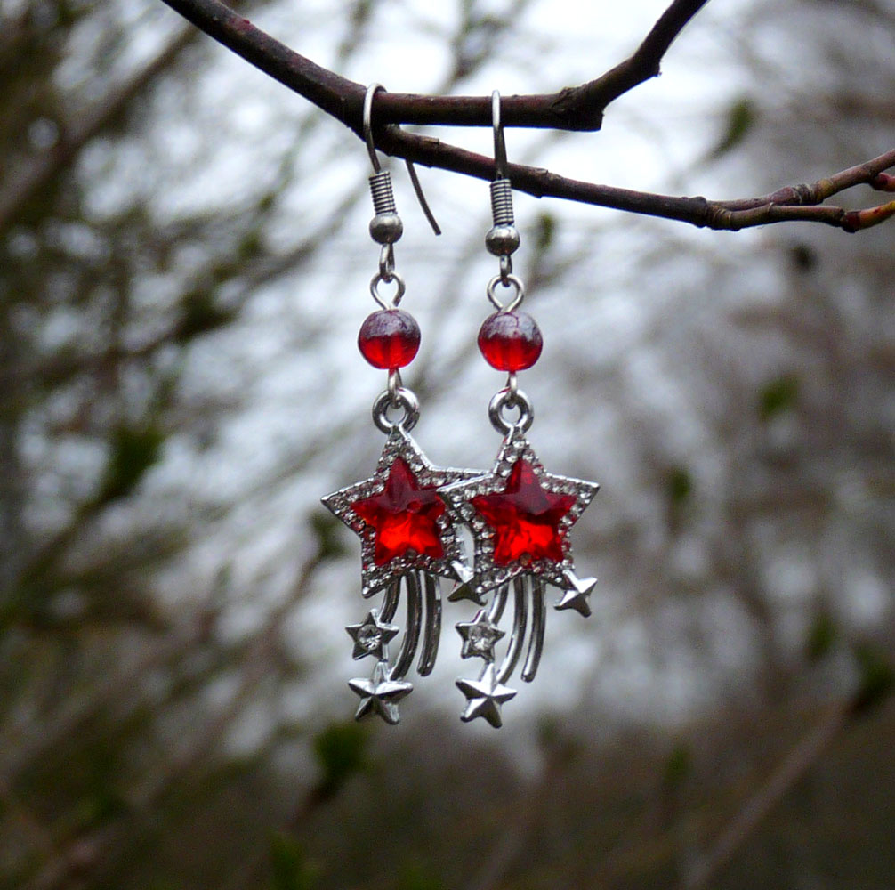 Náušnice - hvězdy na nebi (červené)