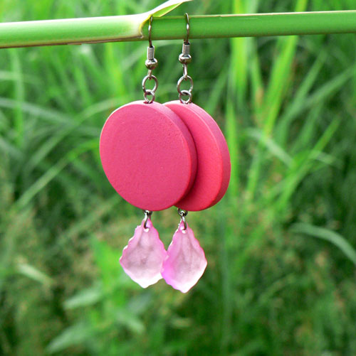 Náušnice z růžového dřeva