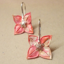 Malé růžové - origami náušnice