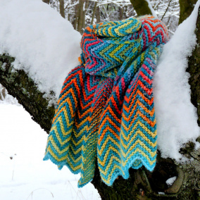 Pletená šála - duhová