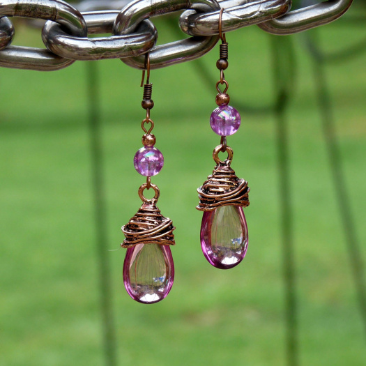 Náušnice - kapky v drátu