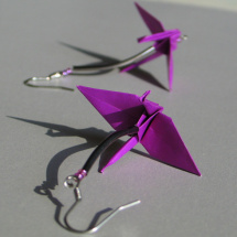 Fialové neonky  - origami náušnice