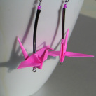 Růžové neonky  - origami náušnice