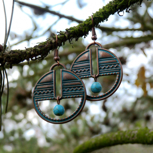 Náušnice - půlené kolečko (tyrkenit)