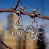 Náušnice - stříbrné květy - 3D