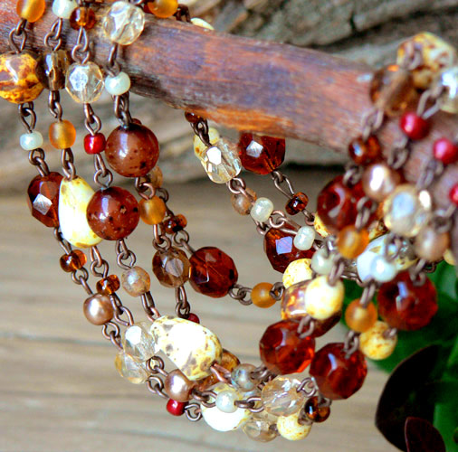 Medový mix - dlouhý náhrdelník 