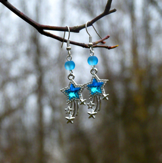 Náušnice - hvězdy na nebi (modré)