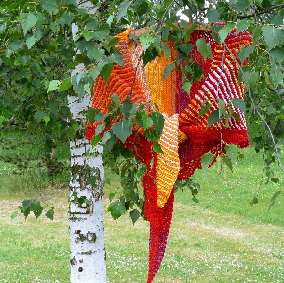 Pletený šátek - ohnivý