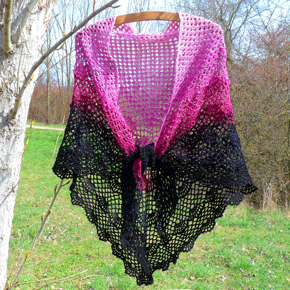 Háčkovaný šátek - ostružinový