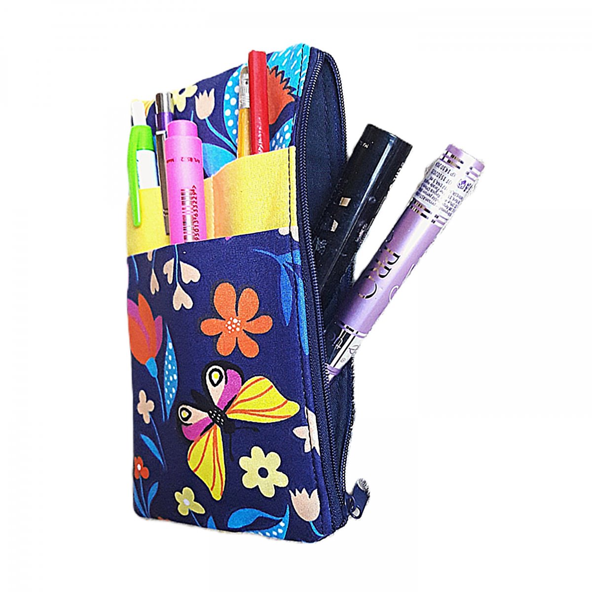 Penál / kosmetická taštička - Květiny a motýli