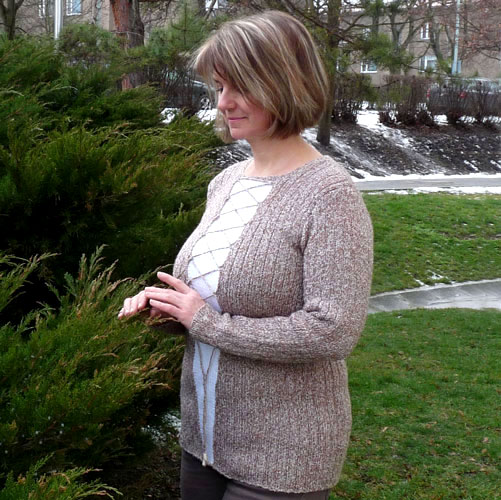 Pletený svetr 2v1 - vel.L - XXL