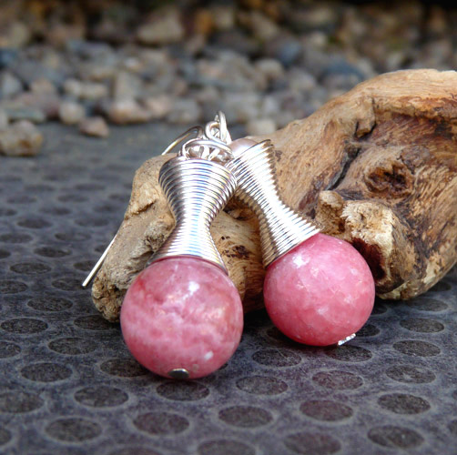 Náušnice - láska je v mém srdci (rodochrozit)