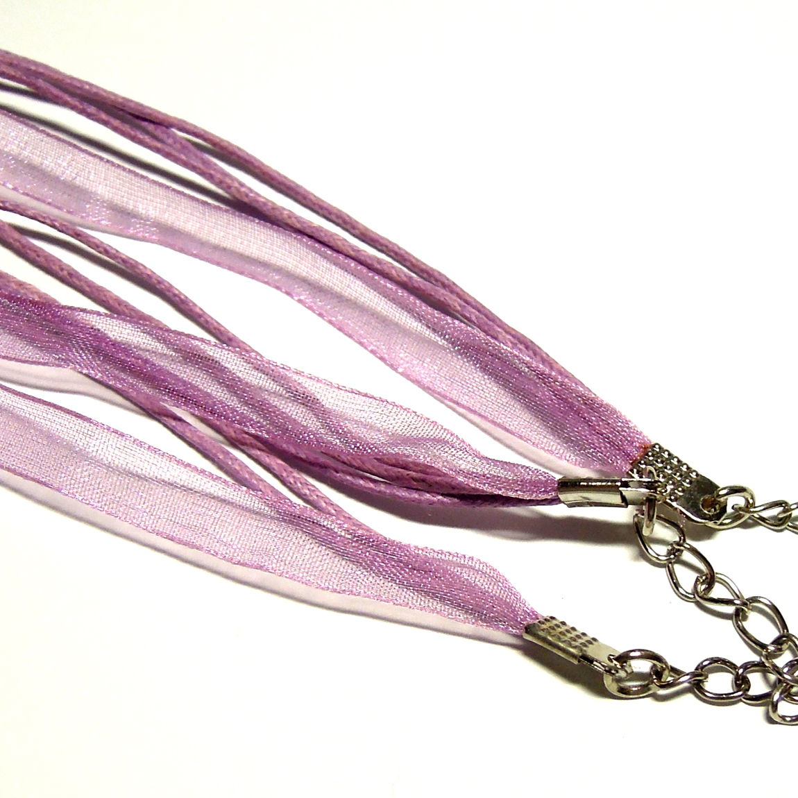 Návleková šňůrka s organzou - růžovofialová