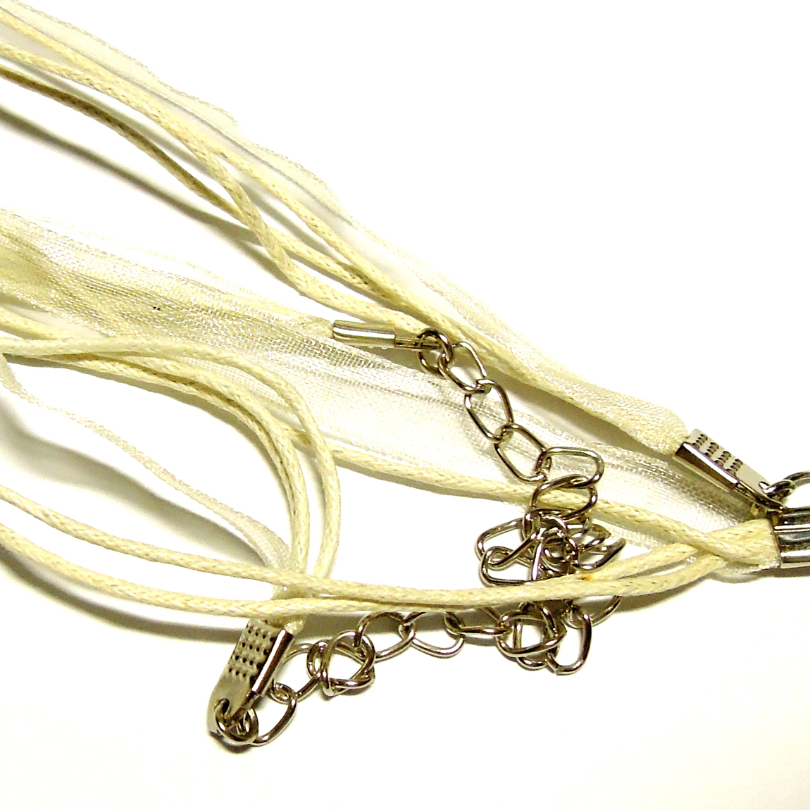 Návleková šňůrka s organzou - creme