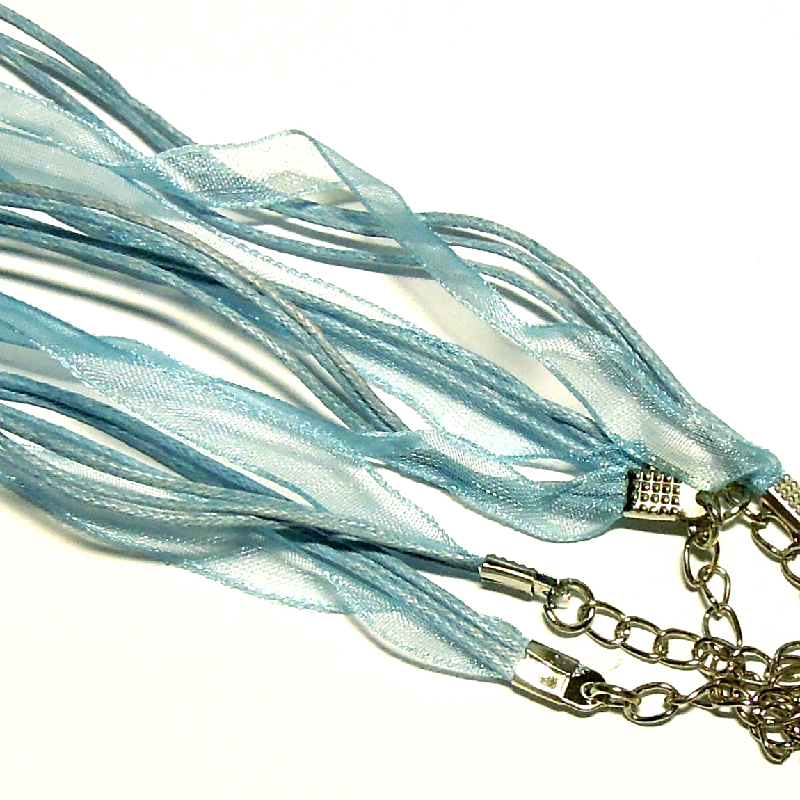 Návleková šňůrka s organzou - modrá