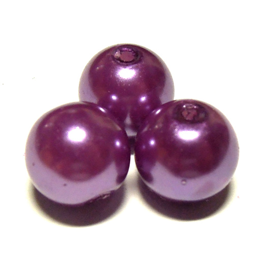 Perla vosková 10 mm - fialová - 10 ks