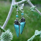 Náušnice - modrá růže