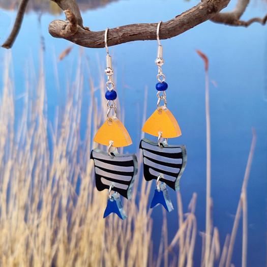 Náušnice - rybky v pruhovaném tričku