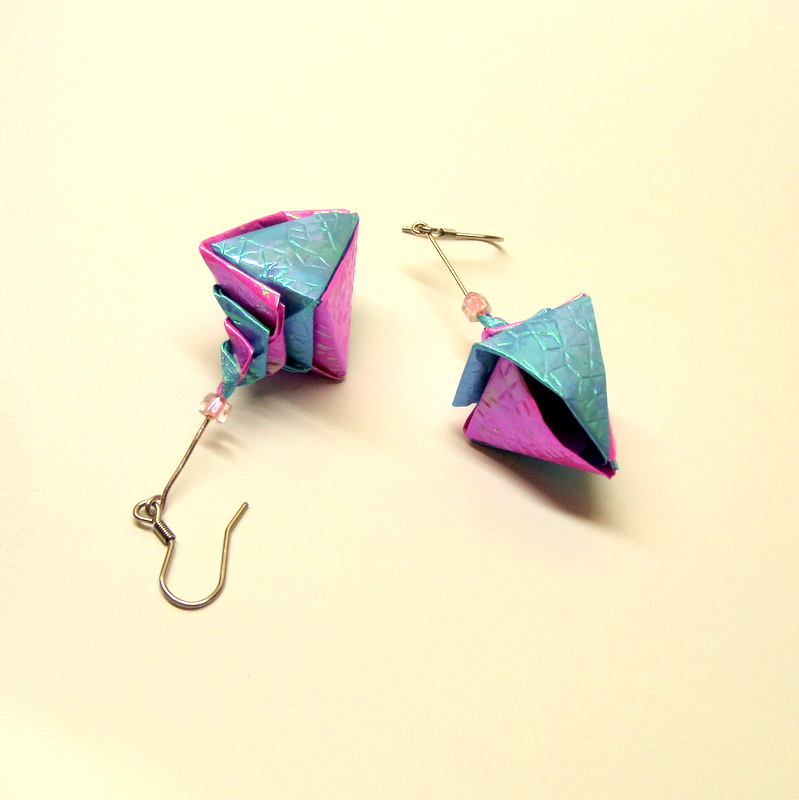 Mačkané lasturky - origami náušnice