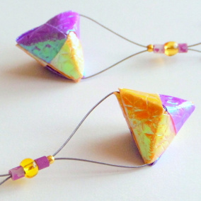 Zlaté fialky - origami náušnice