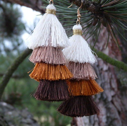 Dlouhé náušnice - zemité