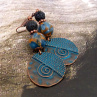 Náušnice - vykopávky (jaspis cloisonne blue, láva)