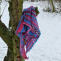 Háčkovaný šátek - růže na sněhu