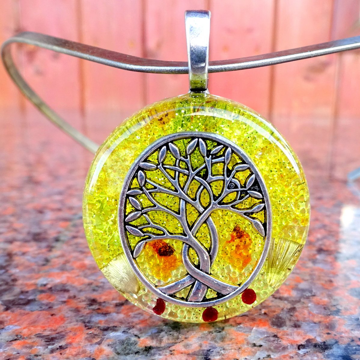 Orgonitový Strom Života (C) Jantar s Citrínem a granáty 