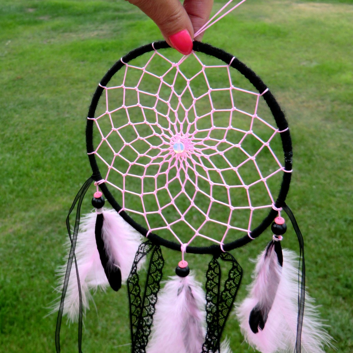 Lapač snů * RŮŽOVÝ * Amulet s Měsíčním kamenem