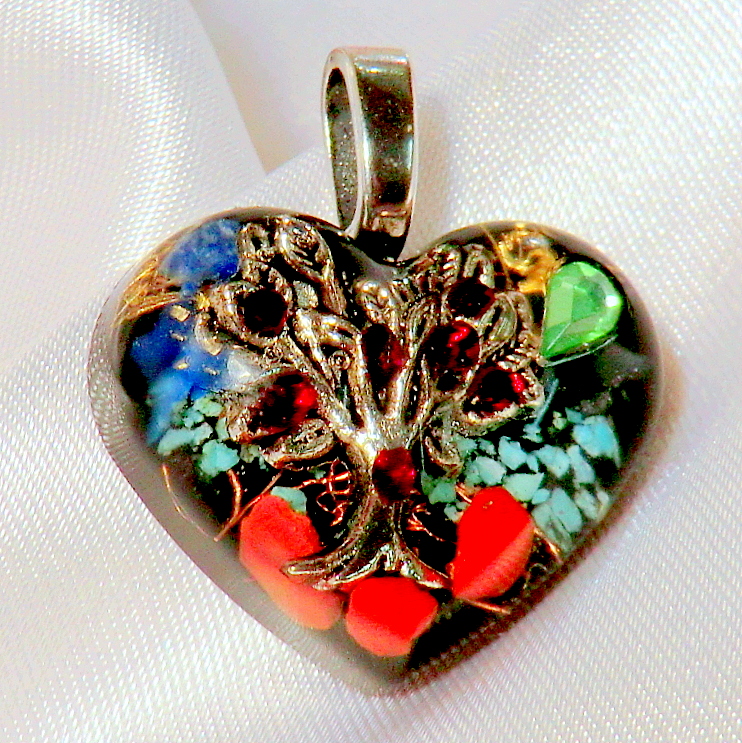 Orgonit Ač - Strom Života se 7*granátky v černé