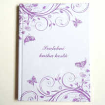 Svatební kniha hostů A5 - lila motýlci