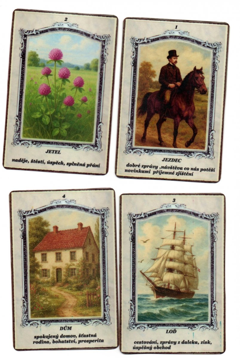 Vykládací karty madam Lenormand s popisem VELKÉ