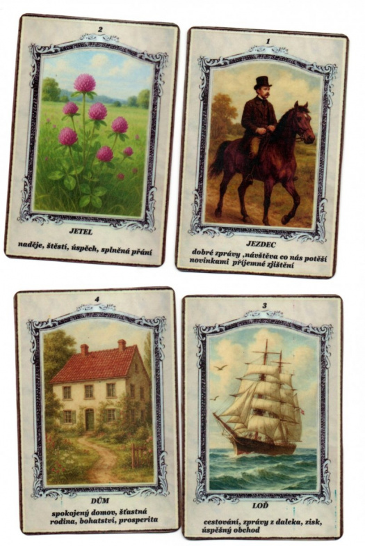 Vykládací karty madam Lenormand s popisem VELKÉ