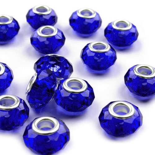 Broušené korálky s velkým průvlekem-modrá