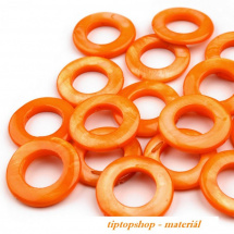 Korálek perleťový, donut 25mm oranžový (4ks)