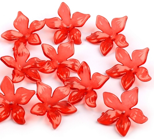 Květ plast Ø29mm TRANSPARENT- 2ks červená