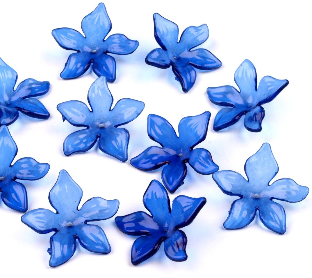 Květ plast Ø29mm TRANSPARENT- 2ks modrá 