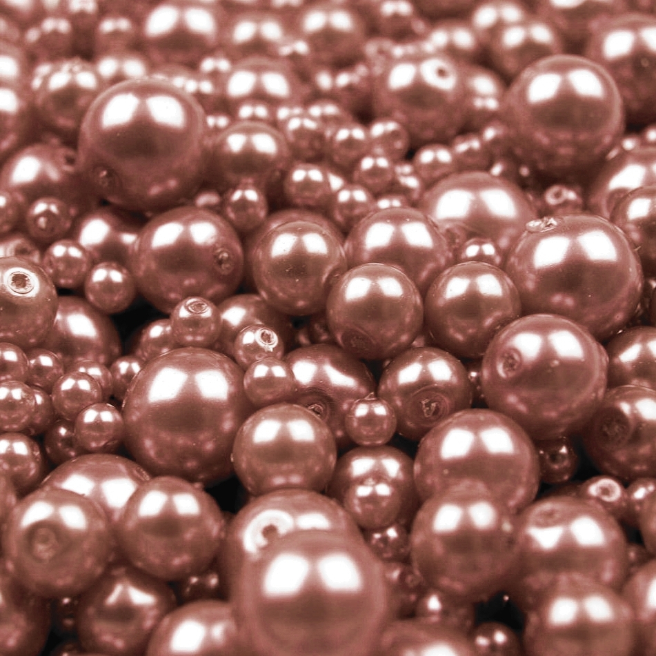 Světlehnědé voskované perly MIX velikostí cca Ø4-10mm 