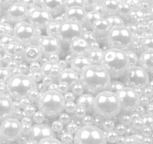 Voskované perly MIX velikostí cca Ø4-10mm  - 10 ks