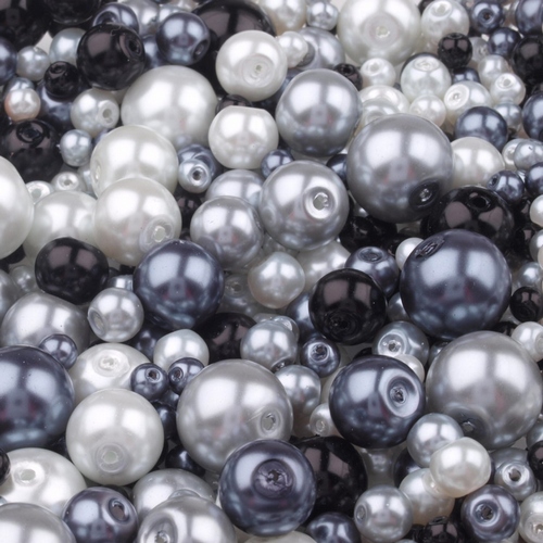 Voskované perly MIX velikostí cca Ø4-12mm - 12 ks