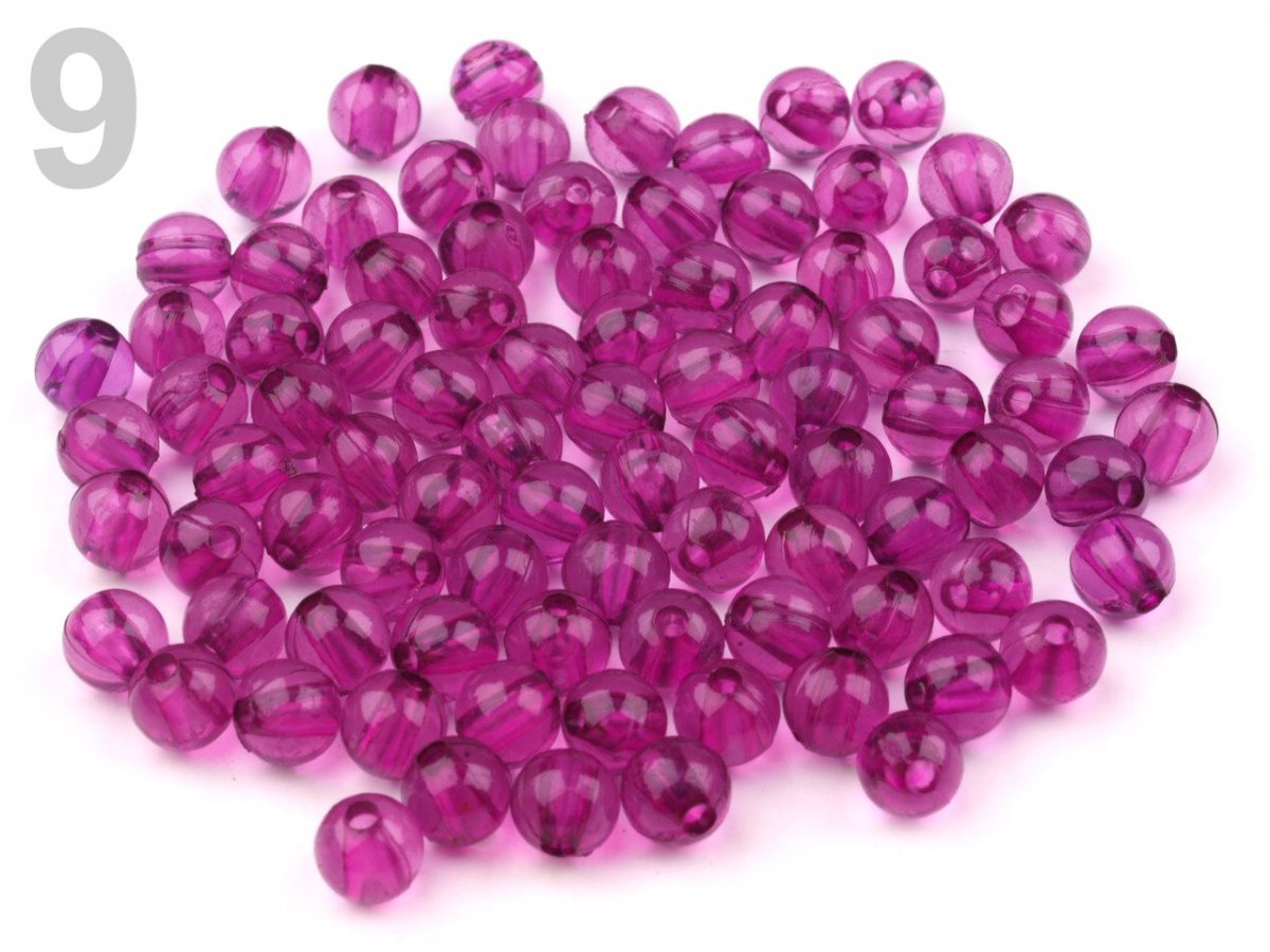 Korálky Ø8mm plast TRANSPARENT 20 ks