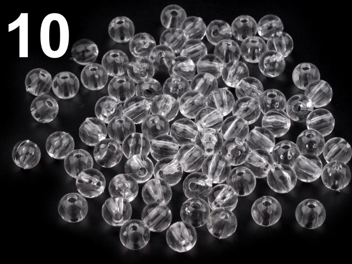 Korálky Ø8mm plast TRANSPARENT 20 ks