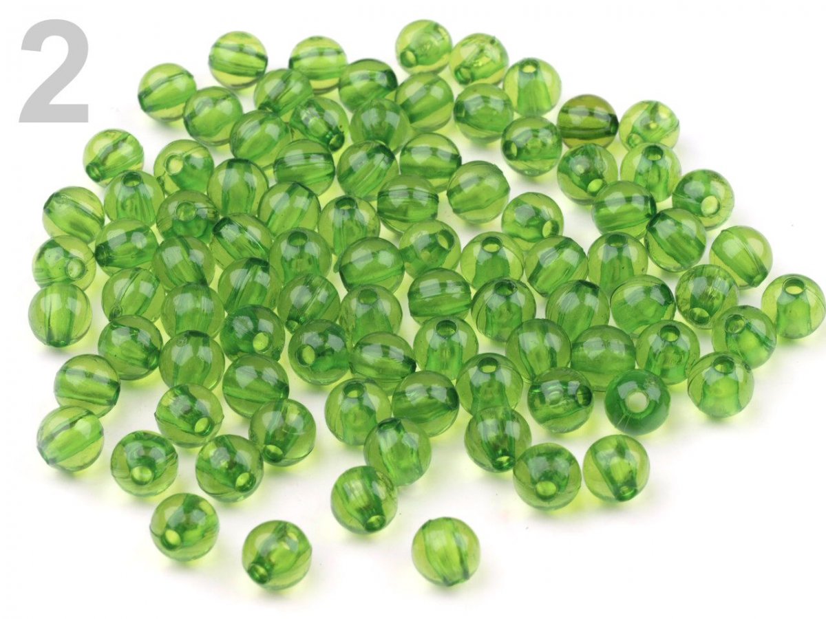 Korálky Ø8mm plast TRANSPARENT 20 ks