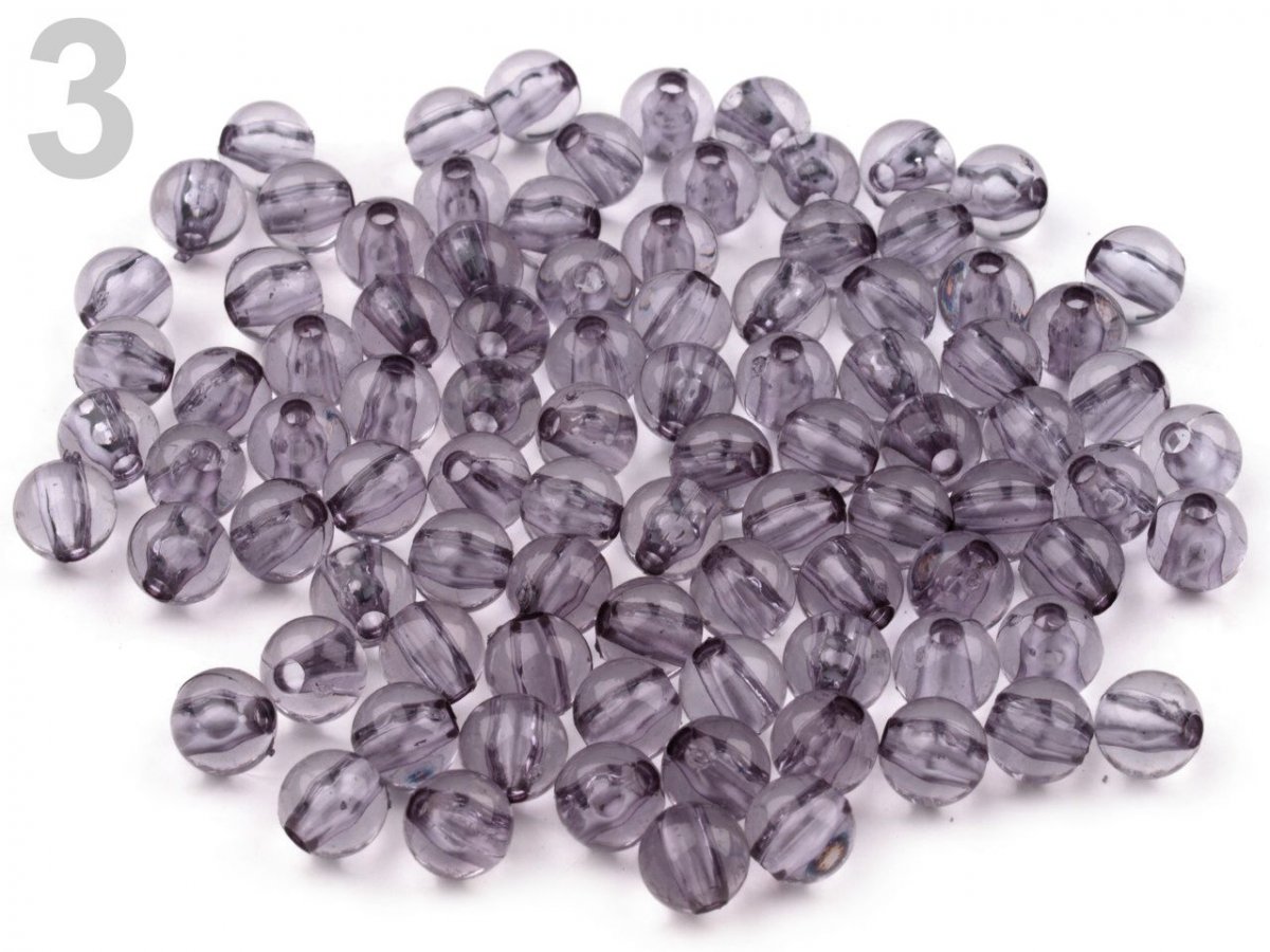 Korálky Ø6mm plast TRANSPARENT 20 ks