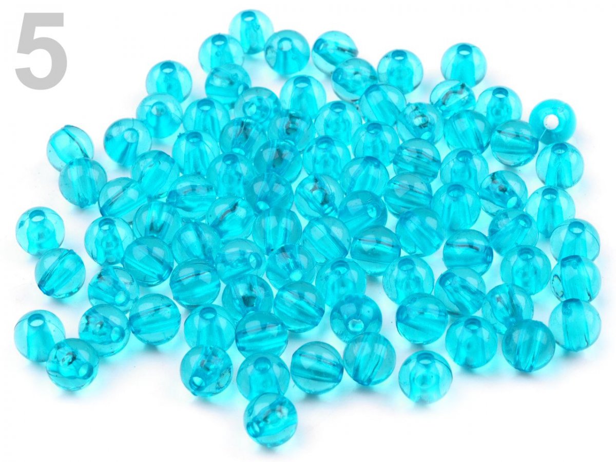 Korálky Ø8mm plast TRANSPARENT 20 ks