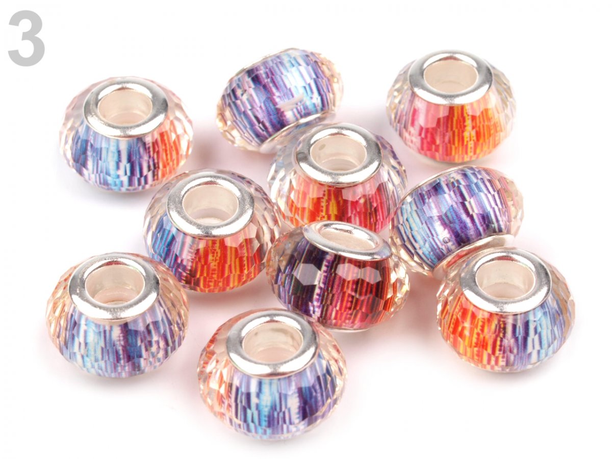 Korálky plastové broušené s velkým průvlekem 9x14mm