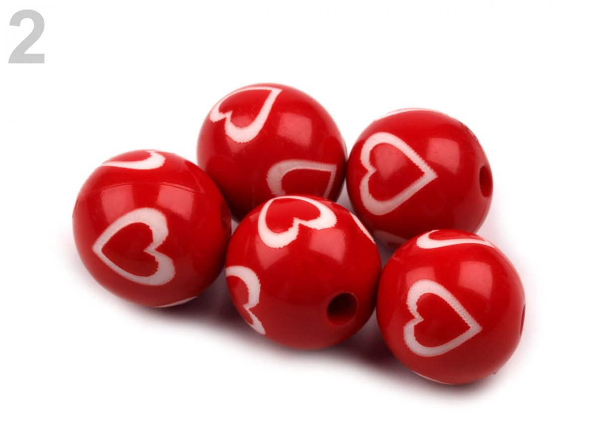 Korálky plastové 14mm srdce