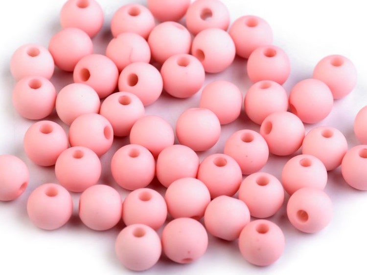 Plastové korálky 8mm (30ks) - růžová