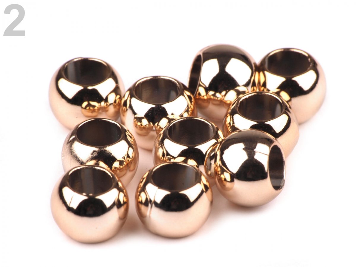 Korálky plastové  s velkým průvlekem 8x10 mm metalic